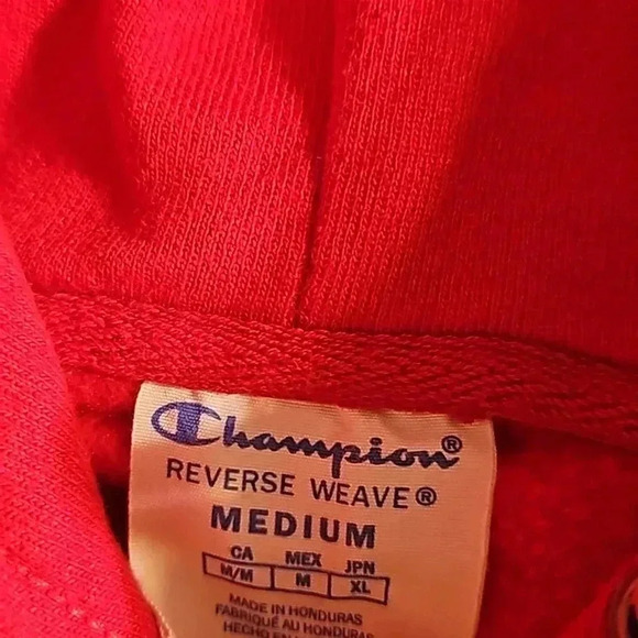 Womens Champion Red Reverse Weave Cotton Poly Hoodie Medium - Picture 2 of 4